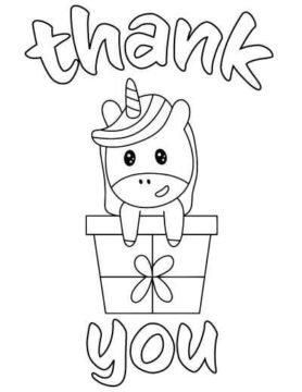 Dibujo de Unicornio en Agradecimiento para Colorear