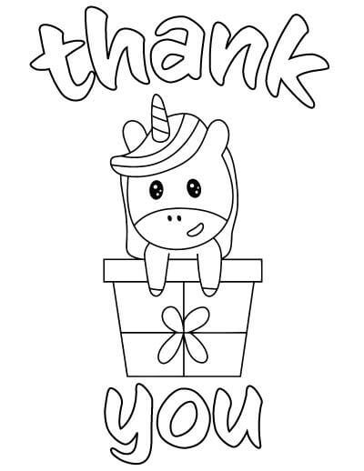 Dibujo de Unicornio en Agradecimiento para Colorear