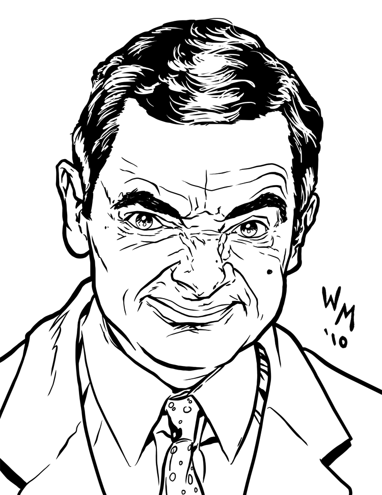 Dibujo de Cara Divertida de señor Bean para Colorear