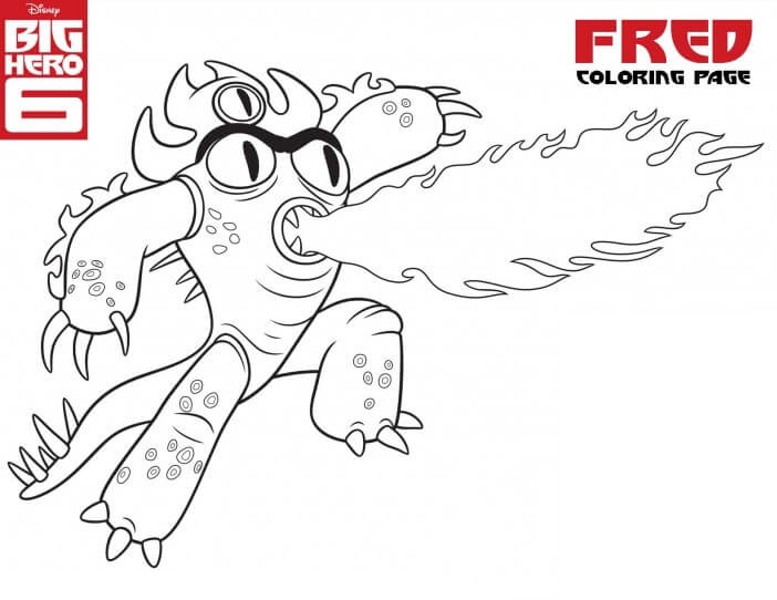 Dibujo de Fred Rociando Fuego para Colorear