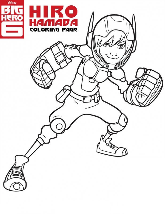 Dibujo de Hiro Hamada Sonriendo para Colorear