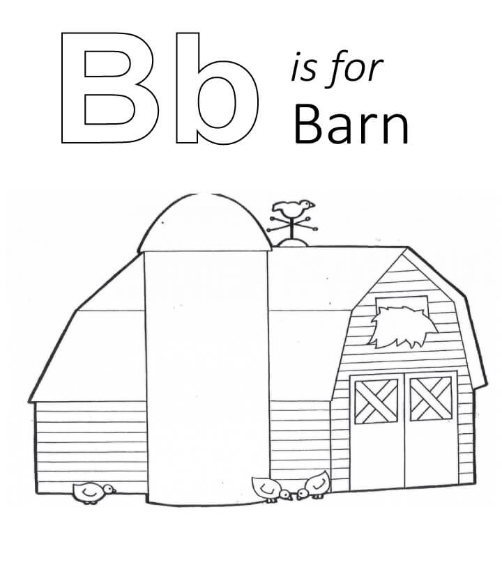 Dibujo de B Es para Granero para Colorear