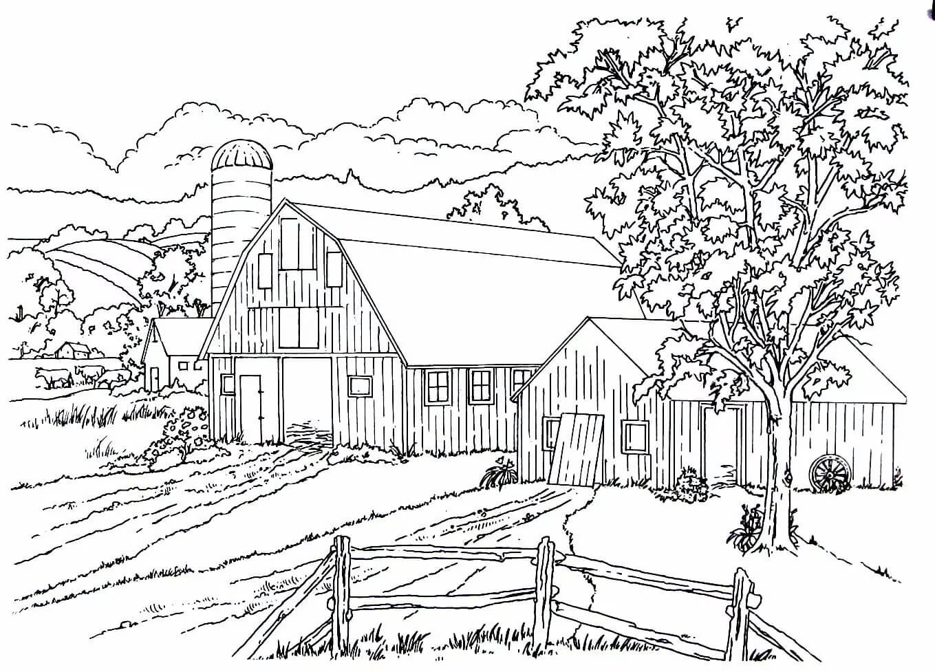 Dibujo de Dentro del Granero para Colorear
