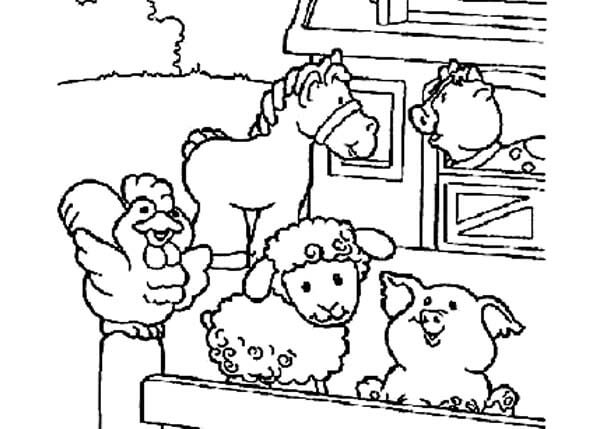 Dibujo de Dibujar Animales en Granero para Colorear