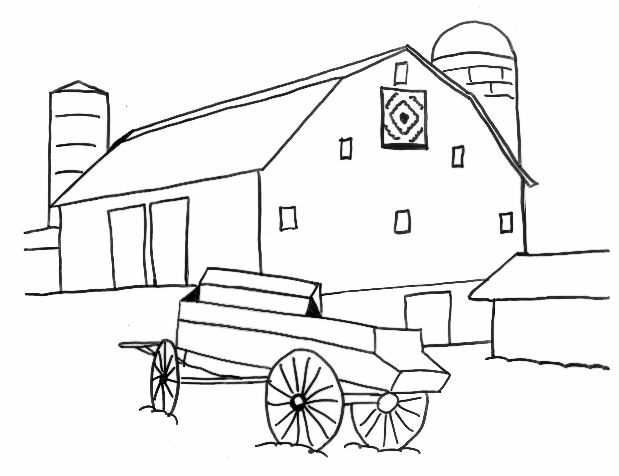 Dibujo de Edredones de Granero en el Condado de Garrett Maryland Scaled para Colorear