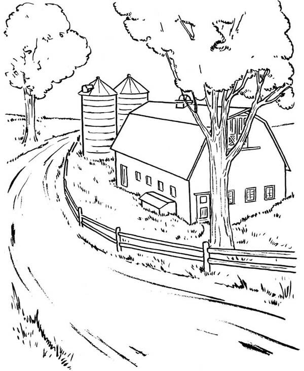 Dibujo de Granero Agrcola Bsico para Colorear