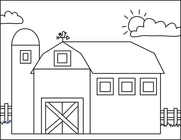 Dibujo de Granero Fcil para Colorear
