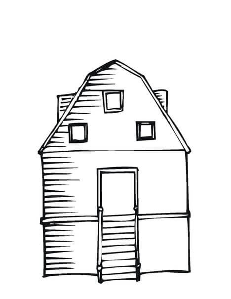Dibujo de Granero Rojo para Colorear