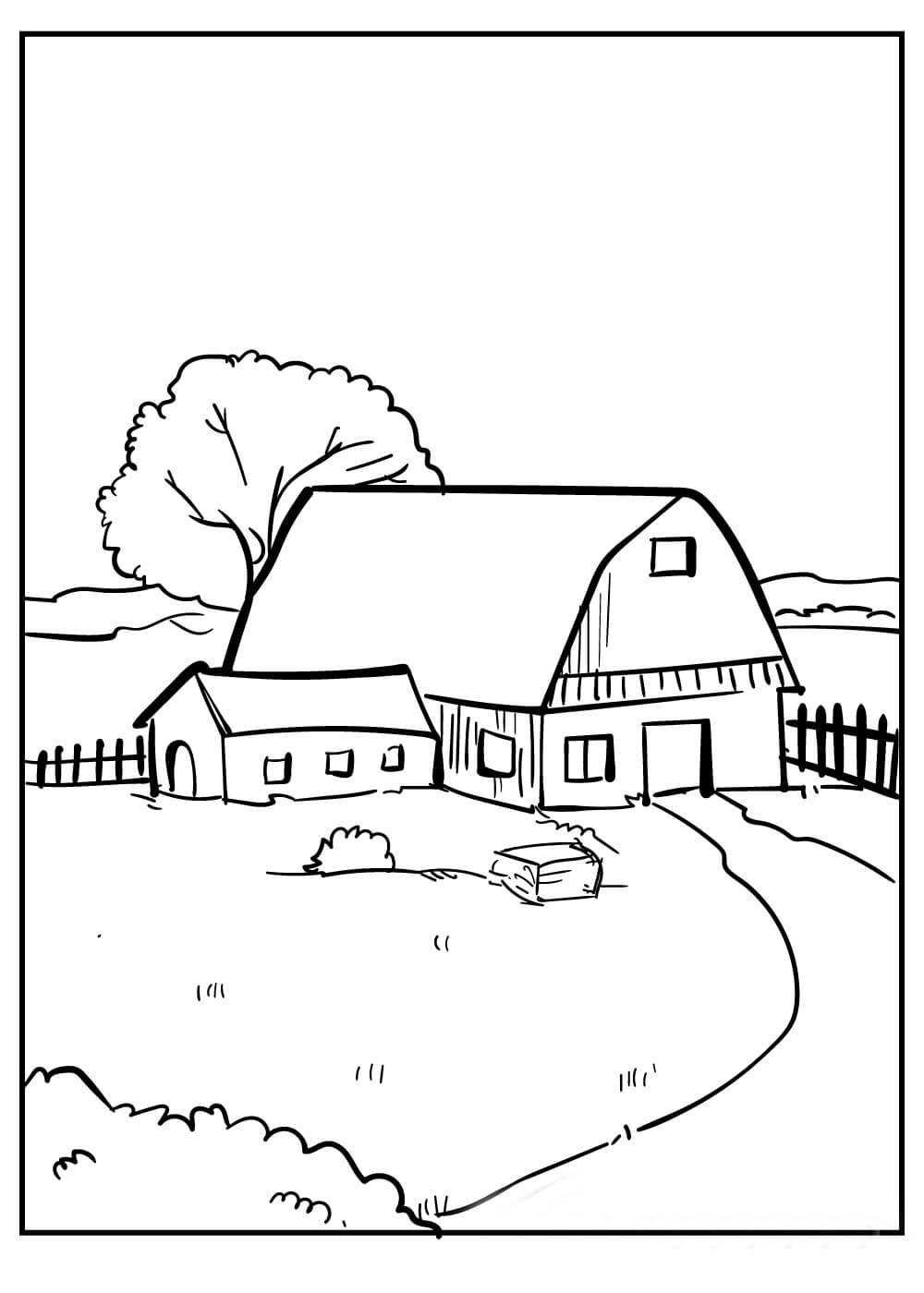Dibujo de Granero de Dibujo Simple para Colorear