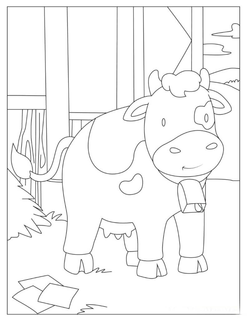 Dibujo de Vaca en el Granero para Colorear