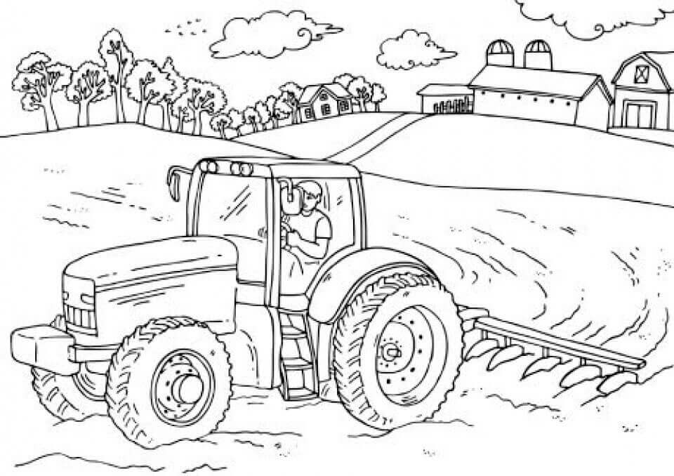 Dibujo de Arado en la Granja para Colorear