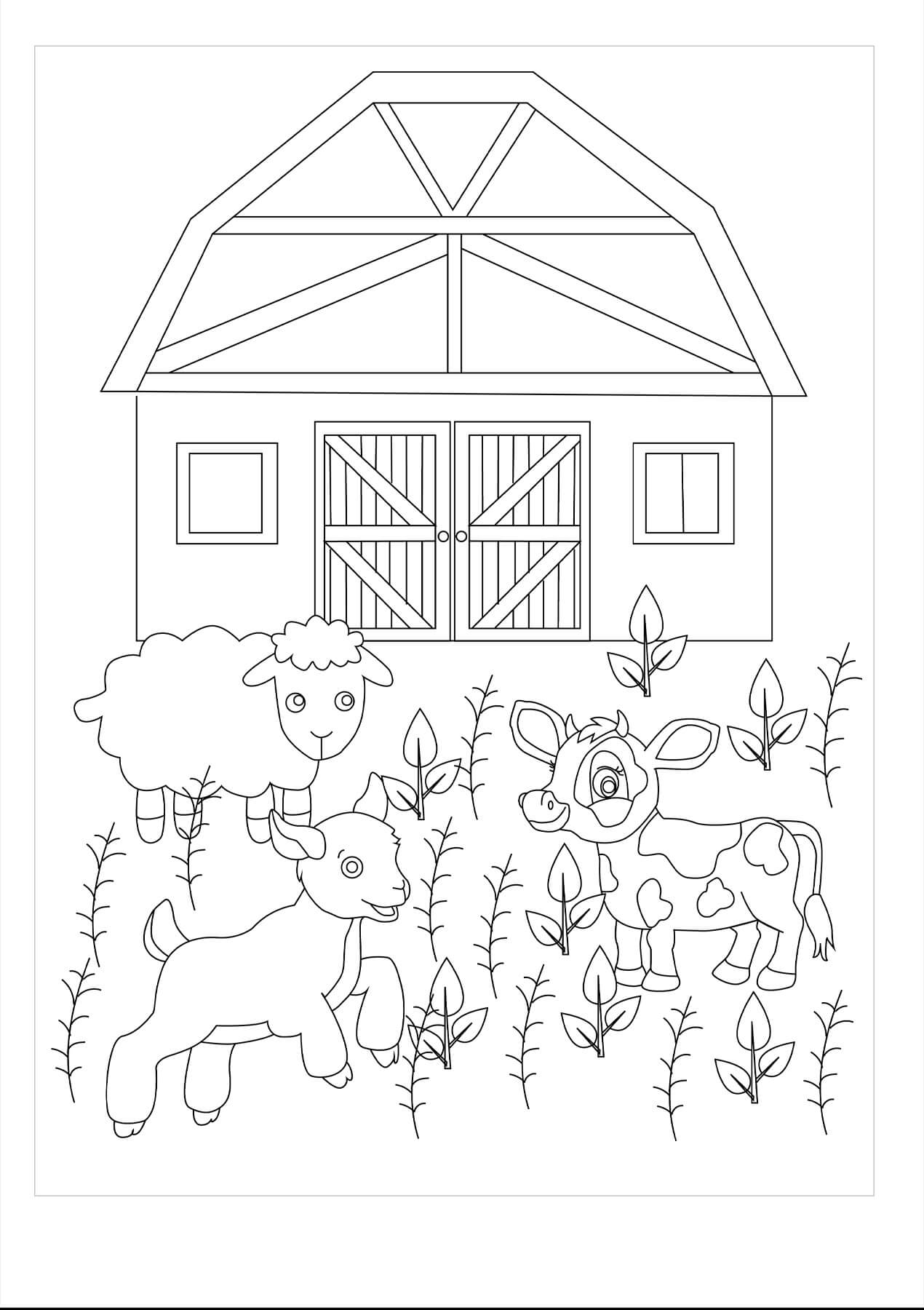Dibujo de Bonita Granja para Colorear