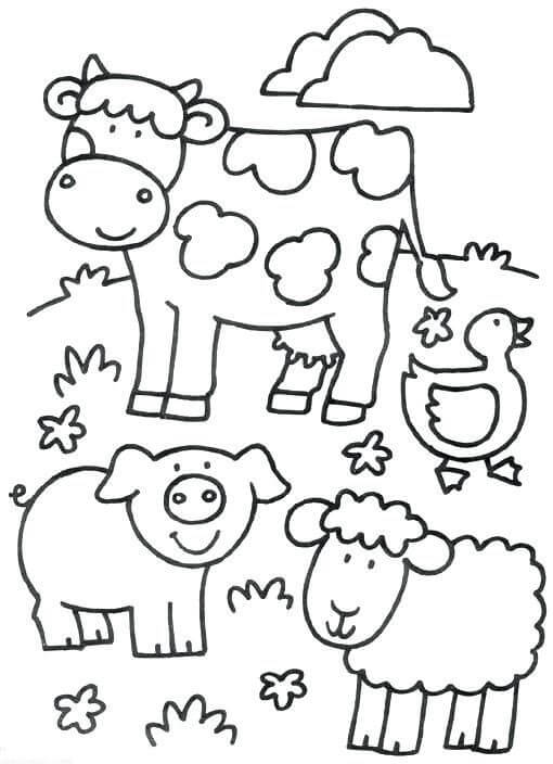 Dibujo de Granja de Animales para Colorear