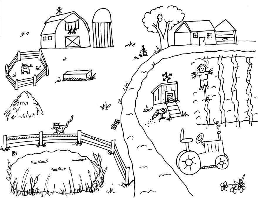 Dibujo de Granja Bsica para Colorear
