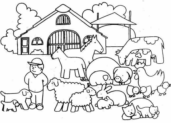 Dibujo de Granja Simples para Colorear