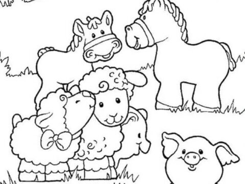 Dibujo de Tres Animales en la Granja para Colorear