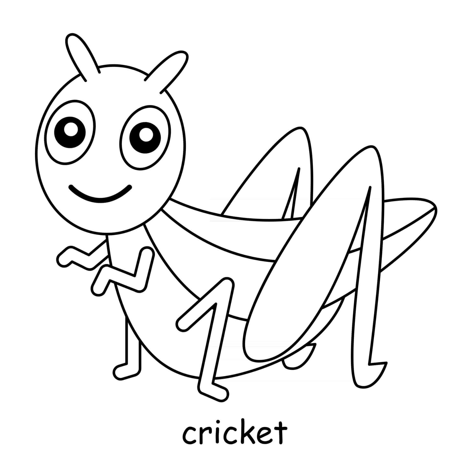 Dibujo de Grillo de Dibujos Animados Sonriendo para Colorear