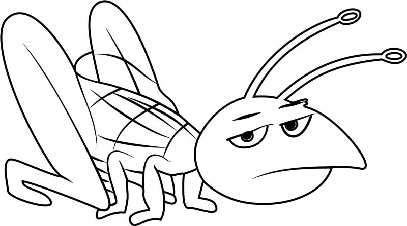 Dibujo de Grillo de Dibujos Animados para Colorear