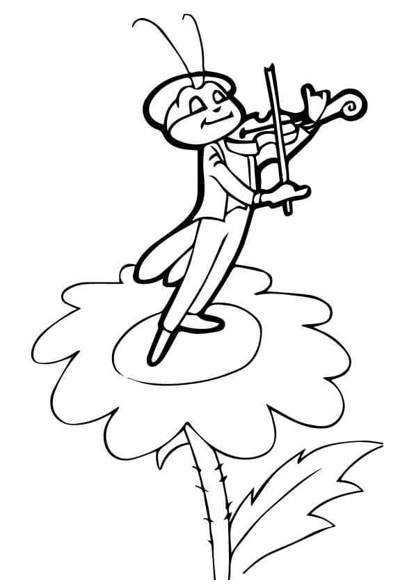 Dibujo de Grillo Jugando al Violn para Colorear