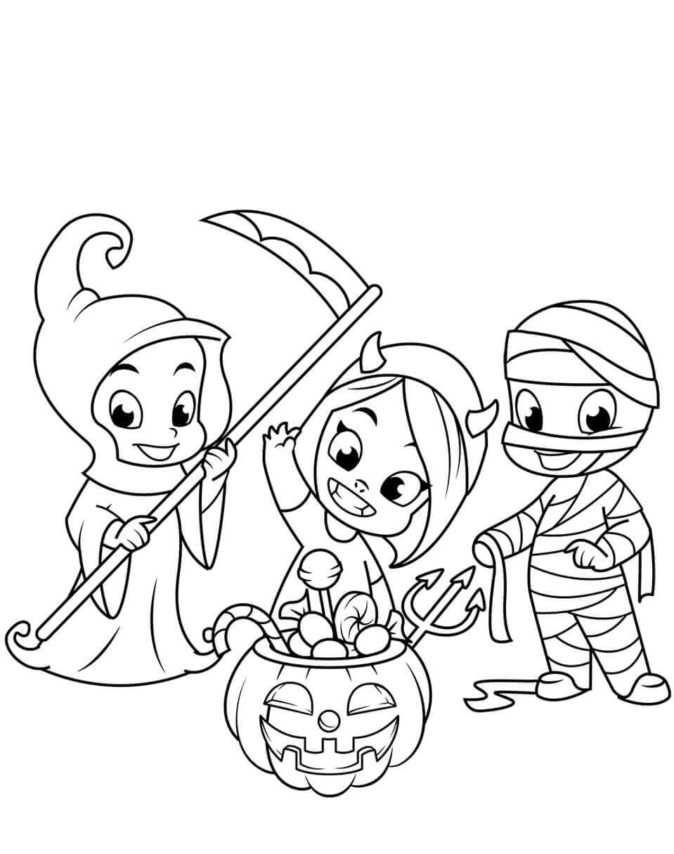 Dibujo de Lindo Vispera de Todos los Santos Parca para Colorear
