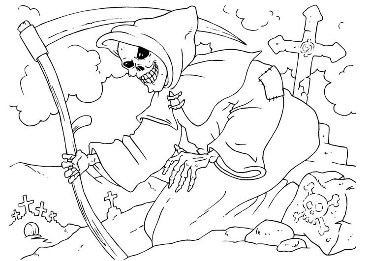 Dibujo de Parca con Cementerio para Colorear