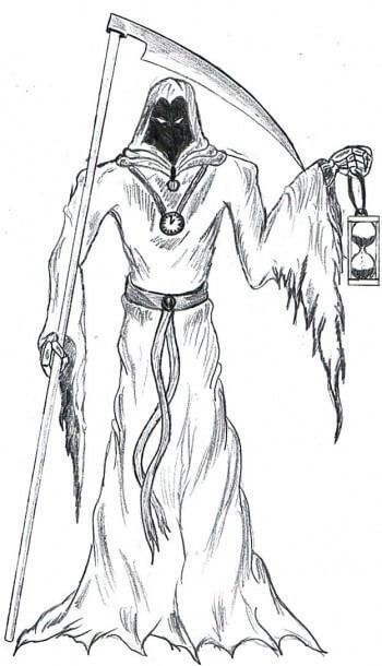 Dibujo de Parca con Reloj de Arena para Colorear