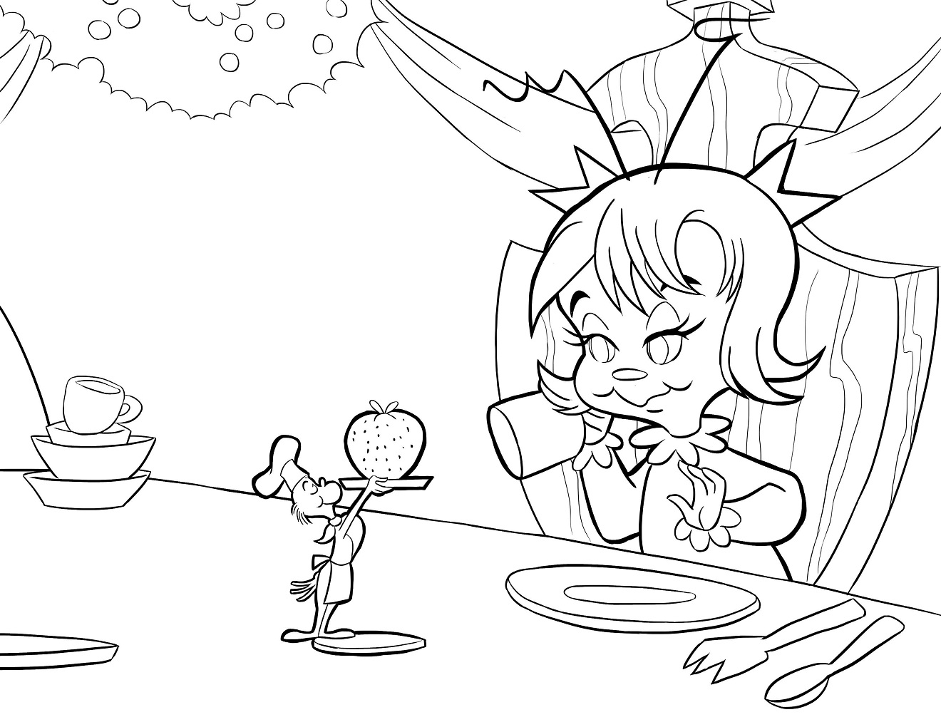 Dibujo de Cindy Lou Que Cenando para Colorear