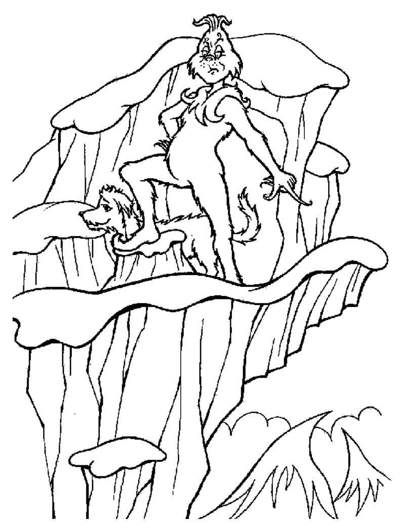 Dibujo de Grinch en la montaña para Colorear