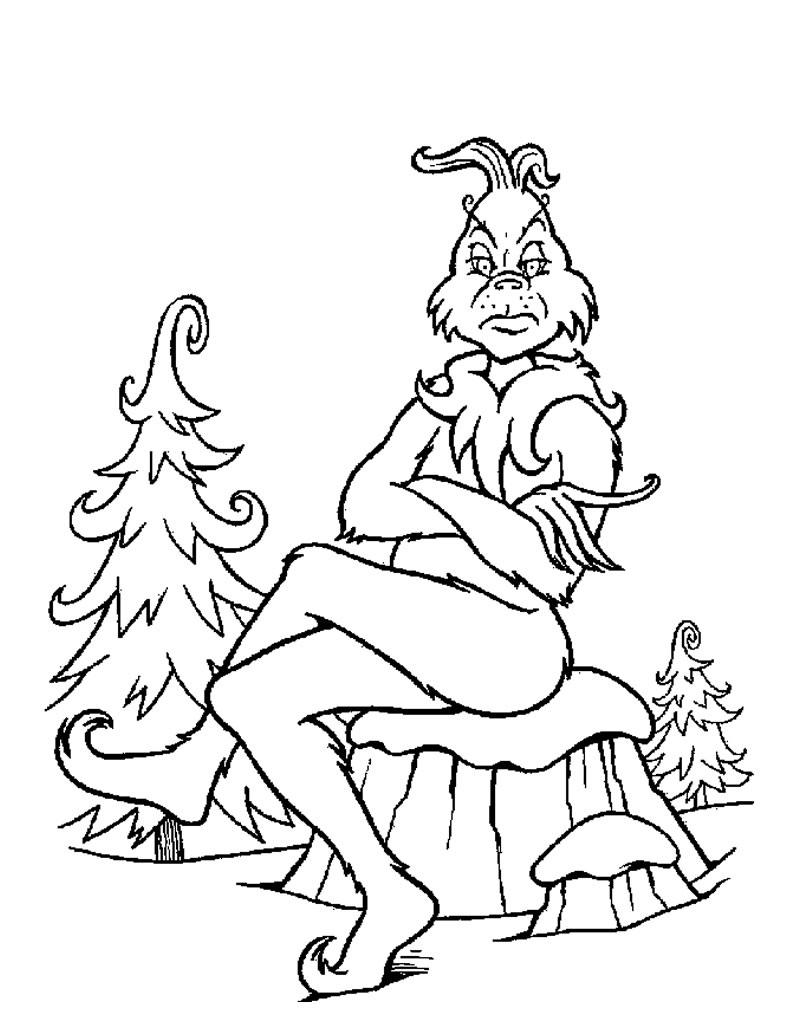 Dibujo de Grinch Esta Sentado para Colorear