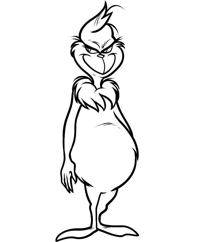 Dibujo de Grinch Esta Sonriendo para Colorear