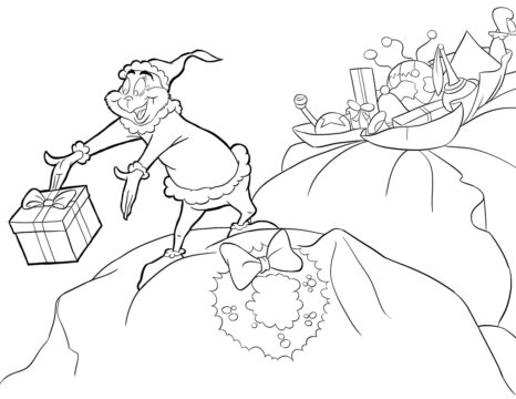 Dibujo de Regalo de Lanzamiento de Grinch para Colorear