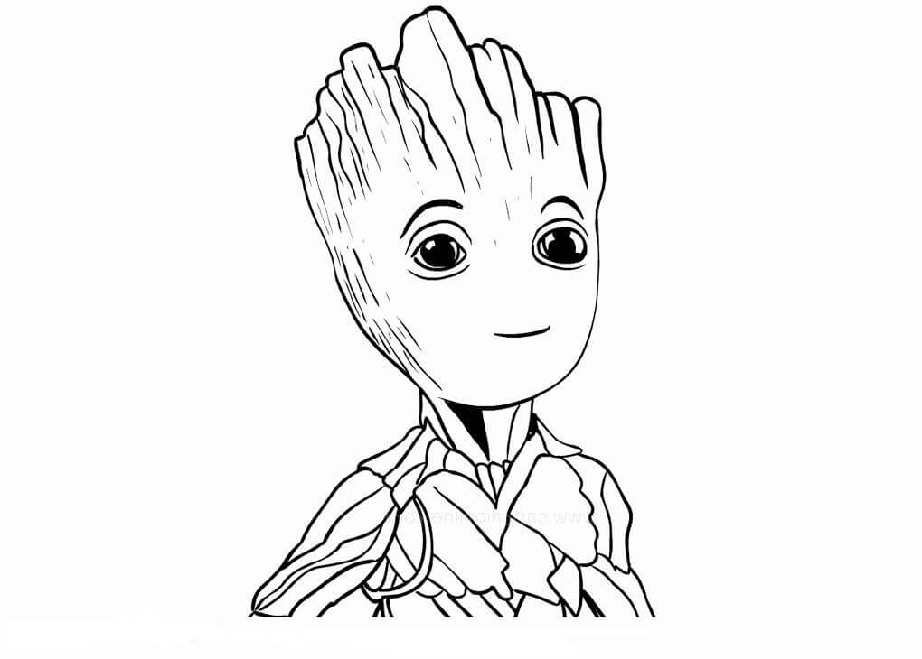 Dibujo de Cara Groot Sonriendo para Colorear