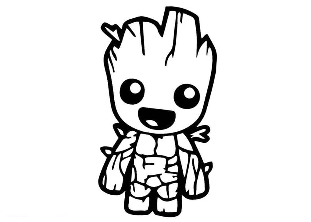 Dibujo de Chibi Groot Divertido para Colorear