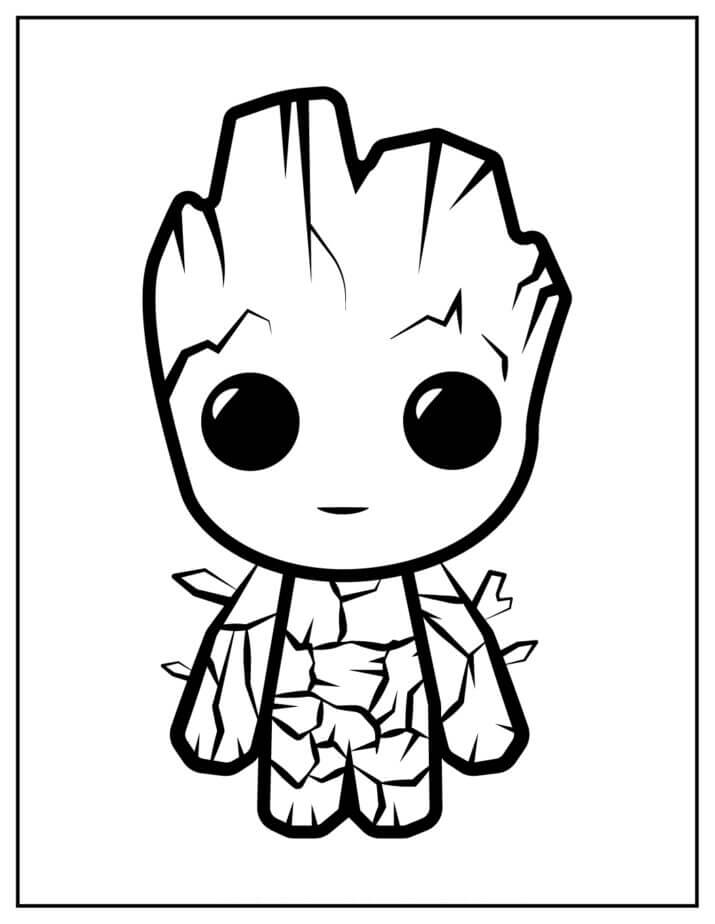 Dibujo de Chibi Groot Sonriendo para Colorear