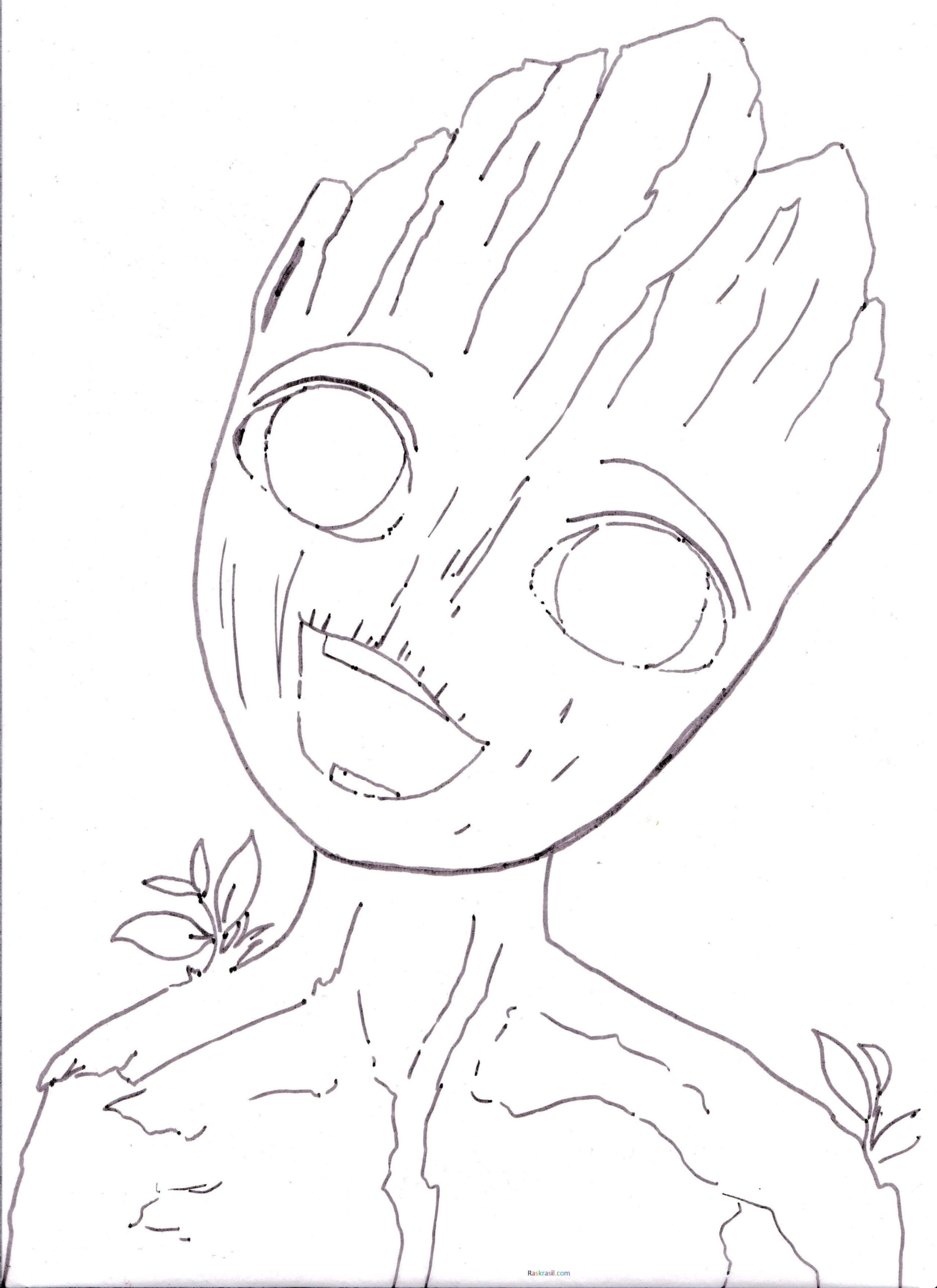 Dibujo de Cara Groot Scaled para Colorear