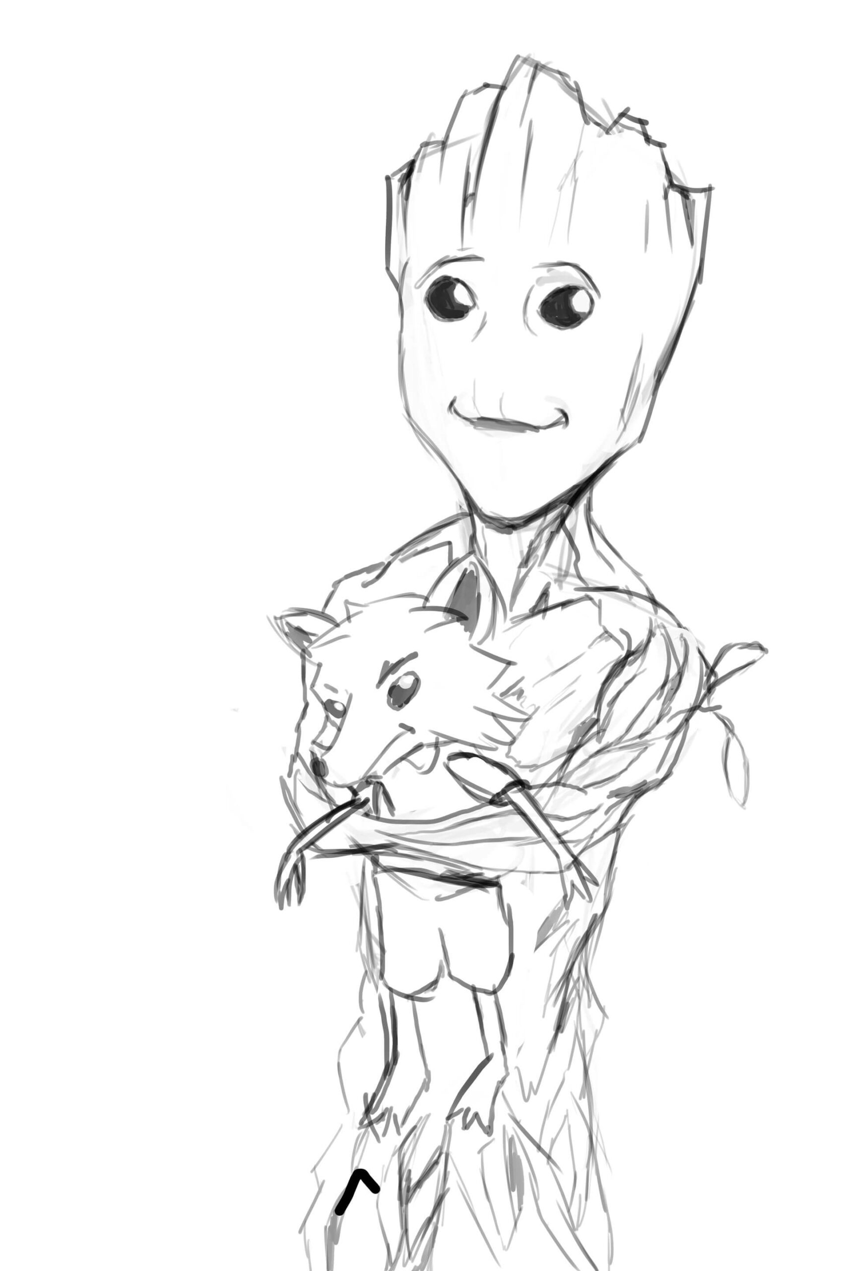 Dibujo de Groot Sosteniendo un Zorro Scaled para Colorear