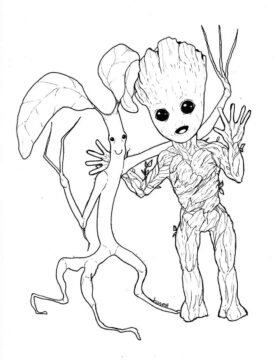 Dibujo de Groot y Amigo para Colorear
