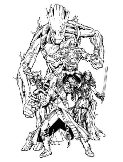 Dibujo de Groot y Amigos para Colorear