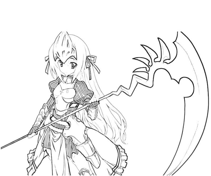 Dibujo de Chica Anime con Guadana para Colorear