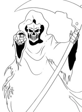 Dibujo de Parca Oscura con Guadana para Colorear