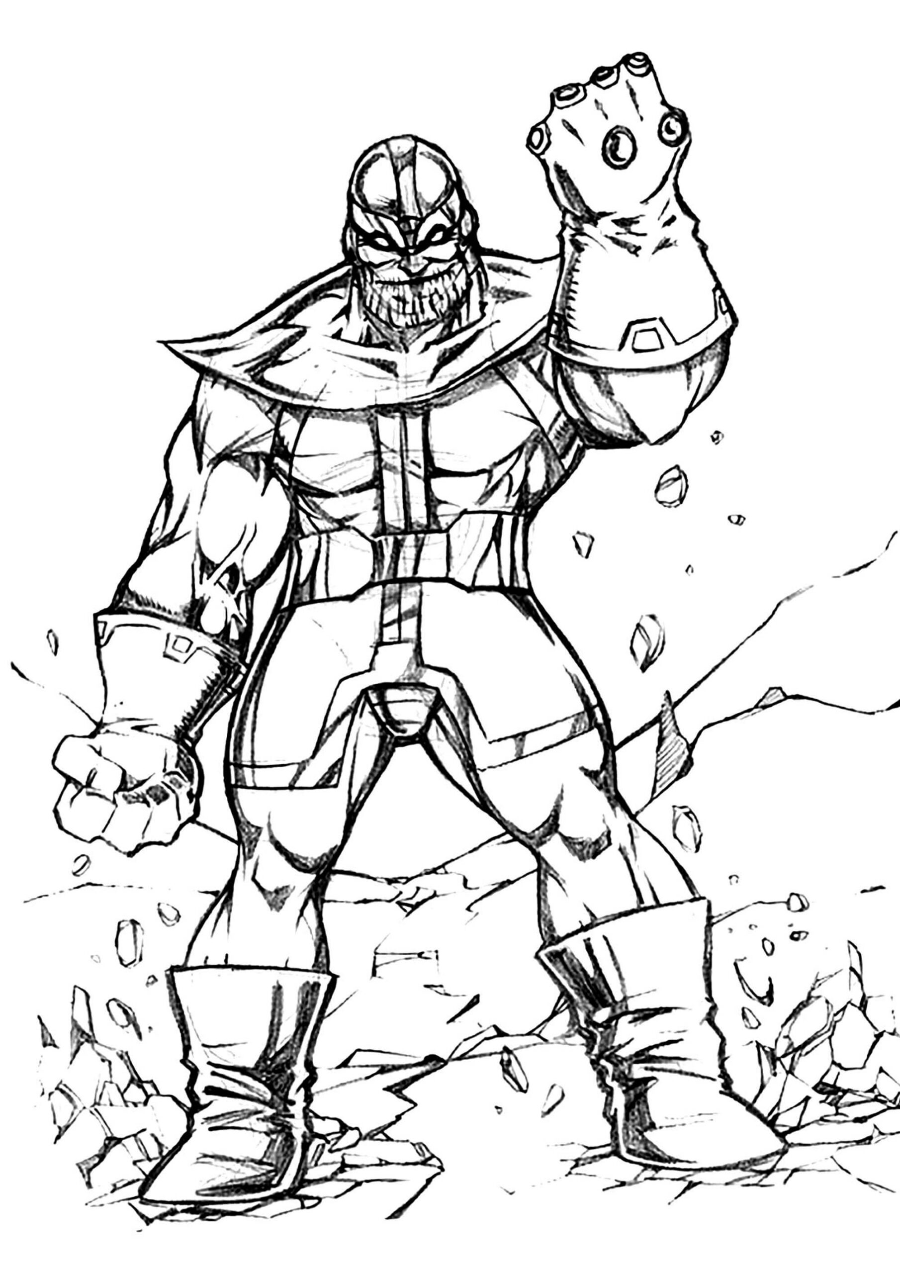 Dibujo de Dibujando a Thanos Usando Infinity Gauntlet Scaled para Colorear