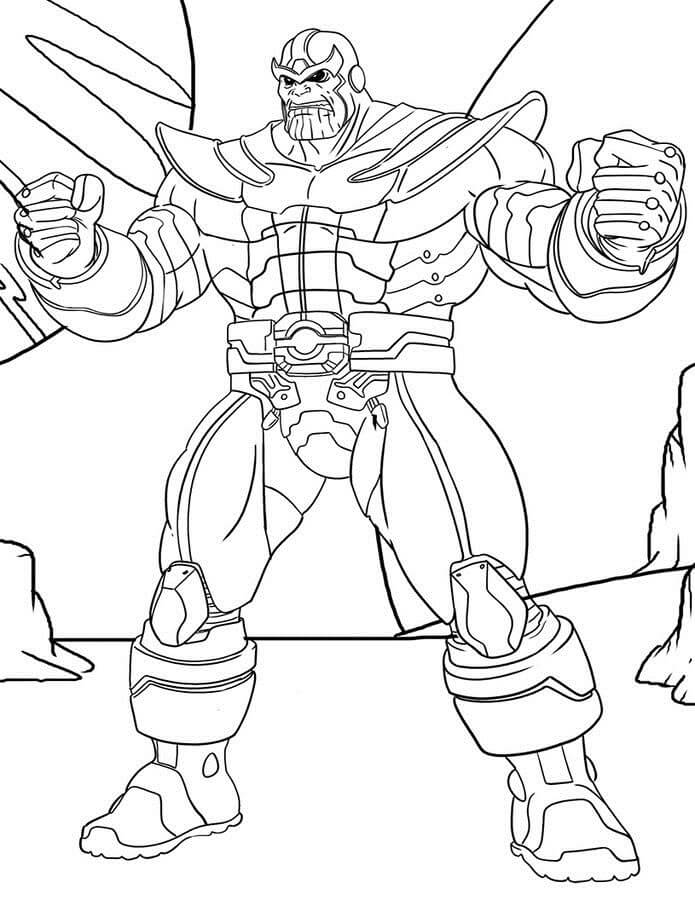 Dibujo de Genial Thanos con Infinity Gauntlet para Colorear
