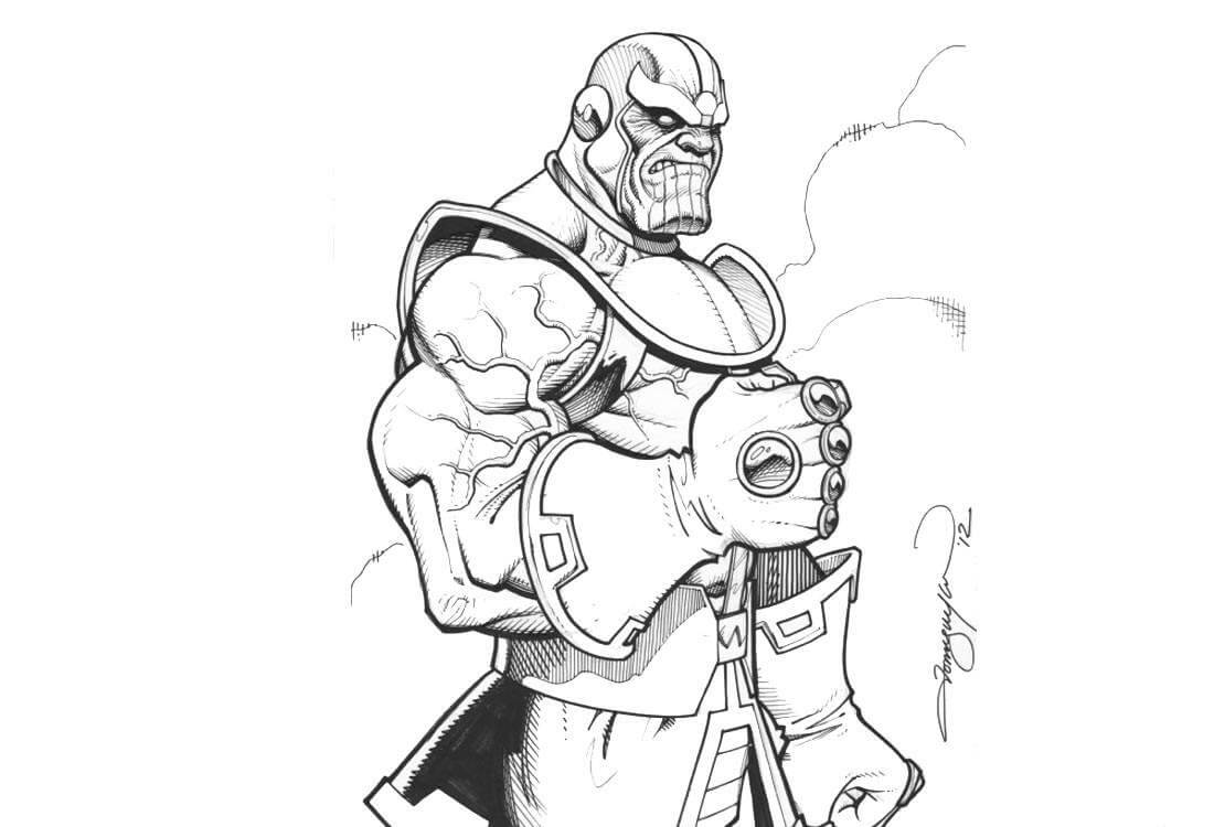 Dibujo de Gran Thanos con Guantelete Infinito para Colorear