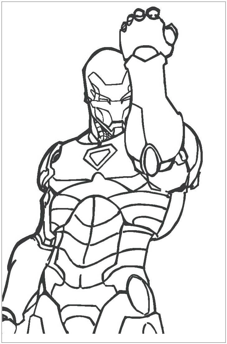 Dibujo de Ironman con Guantelete Infinito para Colorear