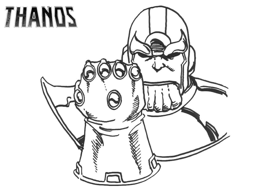 Dibujo de Thanos Bsico con Guantelete Infinito para Colorear