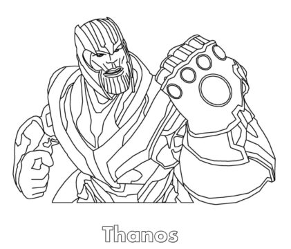 Dibujo de Thanos Enojado Usando Guante Infinito para Colorear