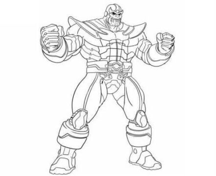 Dibujo de Thanos Fuerte con Guantelete Infinito para Colorear