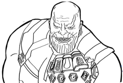 Dibujo de Thanos Versin Antigua y Su Puetazo con Infinity Gauntlet para Colorear
