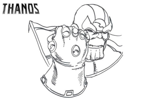 Dibujo de Thanos con Guantelete del Infinito para Colorear
