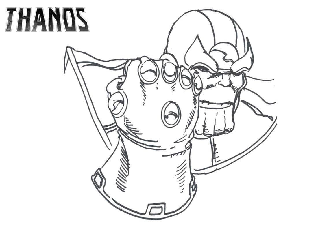 Dibujo de Thanos con Guantelete del Infinito para Colorear